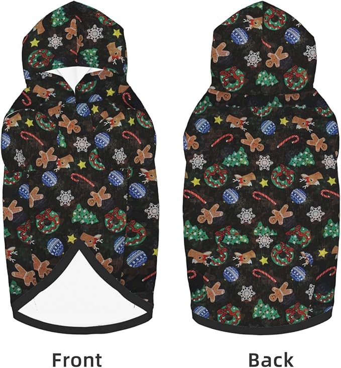 Xmas Tree Reindeer Ginger Cookie Hoodie,Christmas Cosplay Dog Clothes with Pocket and Hat Winter Clothes Sweaters Xx-Large