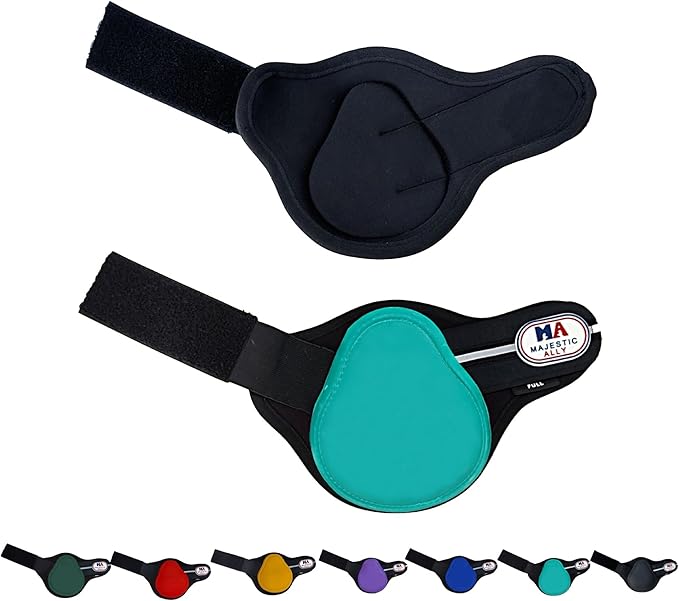 Majestic Ally Horse Leg Protection Fetlock and Tendon Boots Set, PU Shell, Neoprene Lining, Hook and Loop Closures, Multiple Colors and Sizes