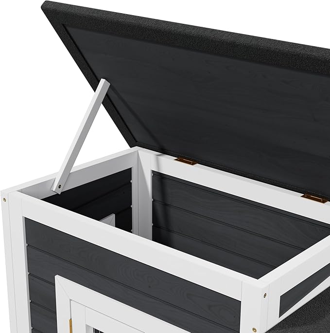 Chicken Coop Outdoor Wooden for 2-4 Chickens with Asphalt Waterproofing Roof, Runways, Pull-Out Trays and Openable Top for Backyard and Indoor (Black and White)