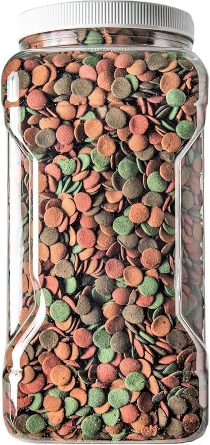 Aquatic Foods Inc. 4-Type 12mm - 1/2" Sinking Wafer Mix of Spirulina-Algae, Ultra-Worm, Ultra-Shrimp, Color Enhancing Wafers for Shrimp, Snails, Crabs, Crayfish, All Tropical Fish..11oz Small Jar