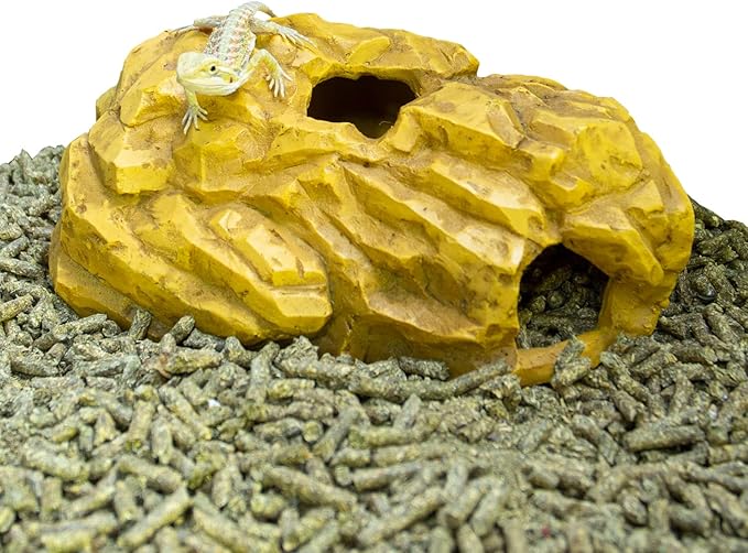 REPTIZOO Reptile Hide Hookable Multi-Levels Hideout Resin Reptile Cave Bearded Dragon Hideout Terrarium Accessories Decor for Reptiles, Amphibians, Snakes, Lizards,Leopard Gecko