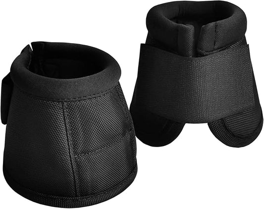 Equine Ballistic Overreach No-Turn Bell Boots for Horses - Horse Hoof Protection Boots (Sold in Pairs) Black X-Large