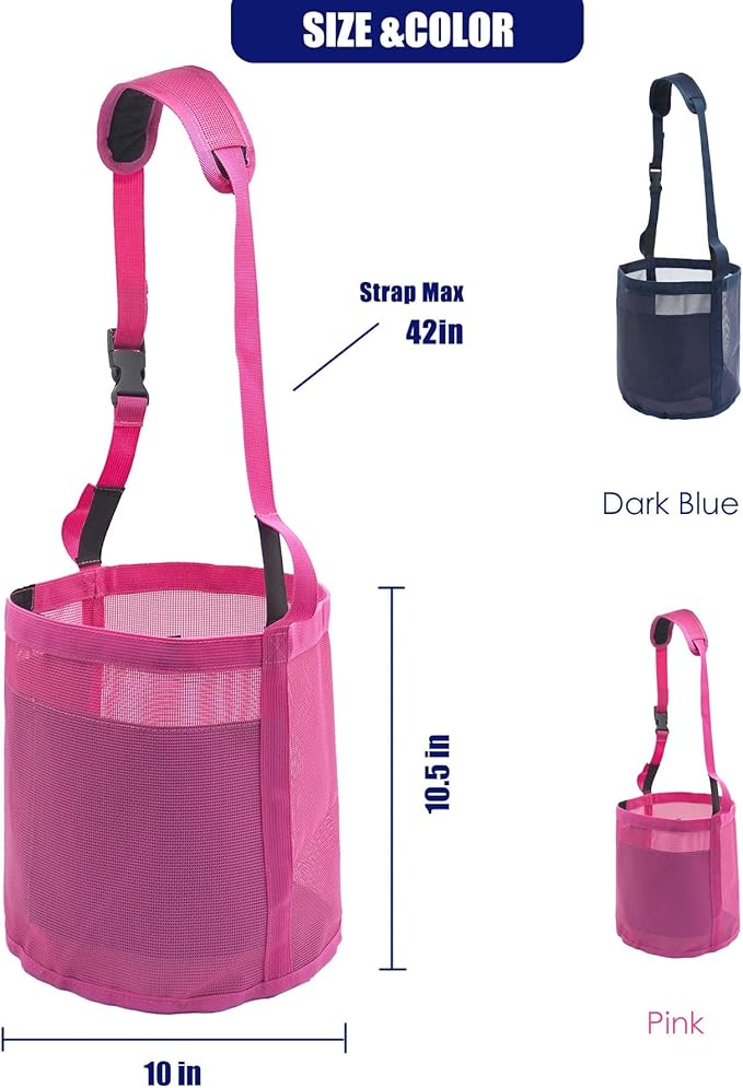 Horse Feed Bag for Grain - Heavy Duty Mesh Horse Feeder with Adjustable Strap,Comfort Neck Pad,Nose Pad Horse Muzzle Feed Bag(Medium,Blue)