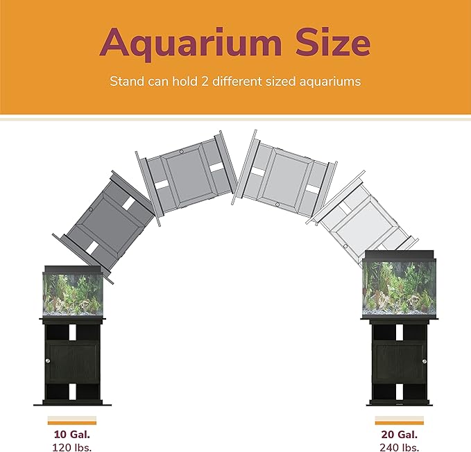 Ollie & Hutch Flipper 10/20 Gallon Aquarium Stand, Rustic Oak