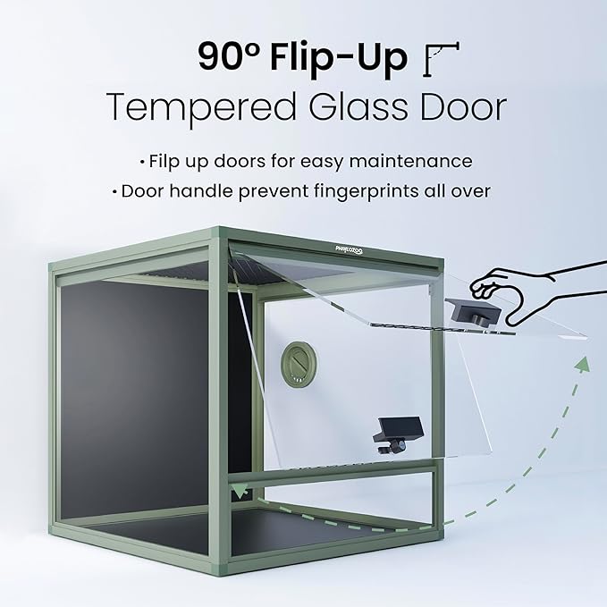 MagicCube 18'' x 18'' x 18'' Reptile Terrarium with Lock, 24 Gallon Reptile Tank with Flip-Up Tempered Glass Door, Top Screen Ventilation for Leopard Gecko, Lizards
