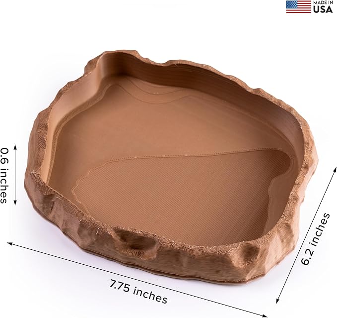 Gecko Cave Reptile Feeding Tray – Naturalistic Pet Dish for Lizards, Snakes, Bearded Dragons, Tortoises & Turtles - Sandstone