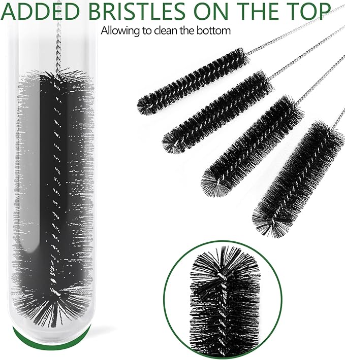 CiaraQ Bottle Cleaning Brushes, 8 Inch Nylon Tube Brush Set, Cleaner for Narrow Neck Bottles Cups with Hook, Set of 13pcs