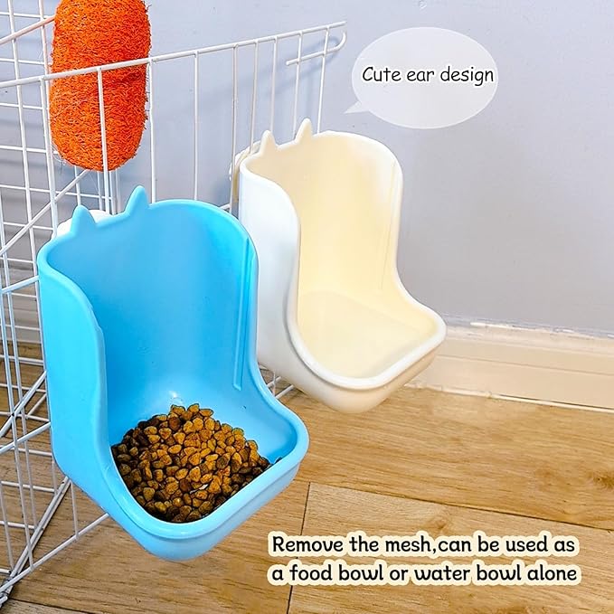 2PCS Rabbit Hay Feeders Rack 2 in 1 Guinea Pig Food Feeder Indoor Feeder for Rabbit Bunny Chinchilla Hamster (Blue+White)