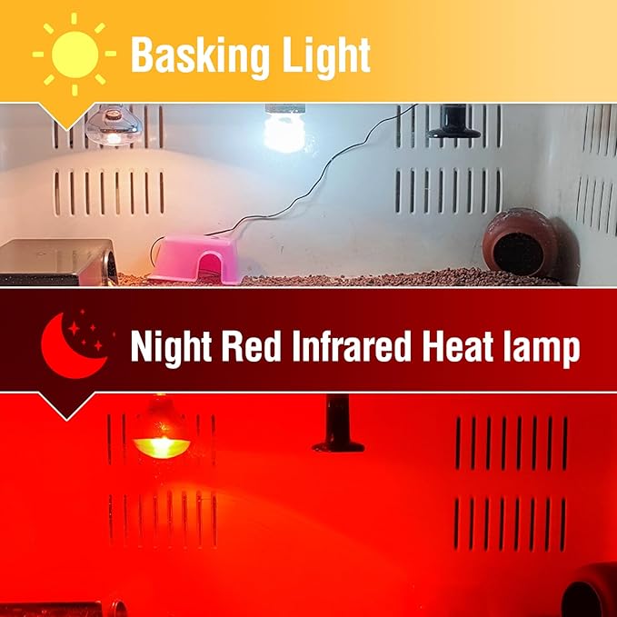 Leoterra Reptile Heat Lamp 100w Day and Night Heat Lamp Combo Pack for Turtle,Bearded Dargon,Lizard,Snakes Use Heat Light Bulb,Easy to Install