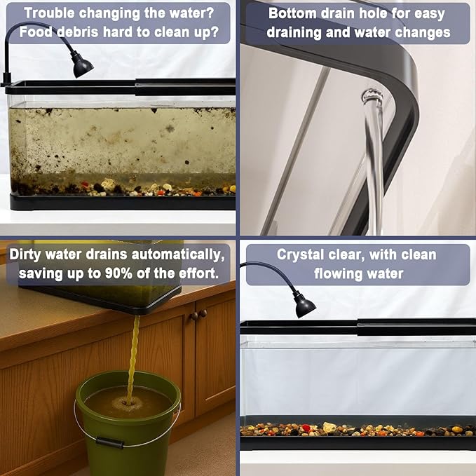 5 Gallon Fish Tank for Betta Guppy Shrimp, Small Aquarium Starter Kit for Home Office with Clear Glass Design, Peceras para Peces con Luz Fish Net Booster Pump Aquatic Plants Pebbles by MCCKLE