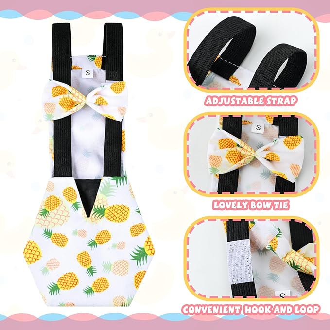 6 Pcs Chicken Diapers for Hens Rooster Ducks Reusable Washable Duck Diapers with Bow Tie for Ducklings Hens Goose Poultry Adjustable Clothes for Hen Rooster Chicken(Classic,M)