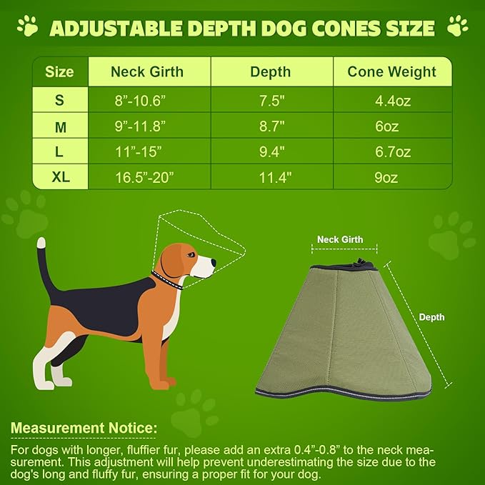 Soft Dog Cone After Surgery: Comfortable Dog Cones Collar for Stop Licking Biting - Adjustable Elizabethan Collar for Dogs fit for Small Medium Large Dogs (Green, XL)
