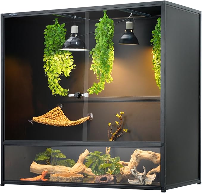 460 Gallon Connectable Reptile Tank 2-Pack with Kit, 96"x24"x46" Total, 48"x24"x46" Each, Large PVC Enclosures for Bearded Dragon & Ball Python, Front Glass Doors & Locks
