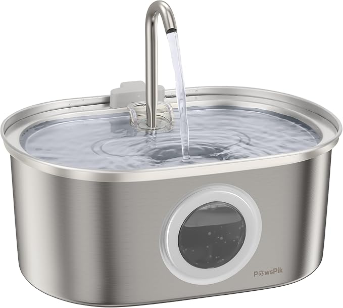PawsPik SS-01 Stainless Steel Faucet-Design Cat Fountain, 108.2 oz.