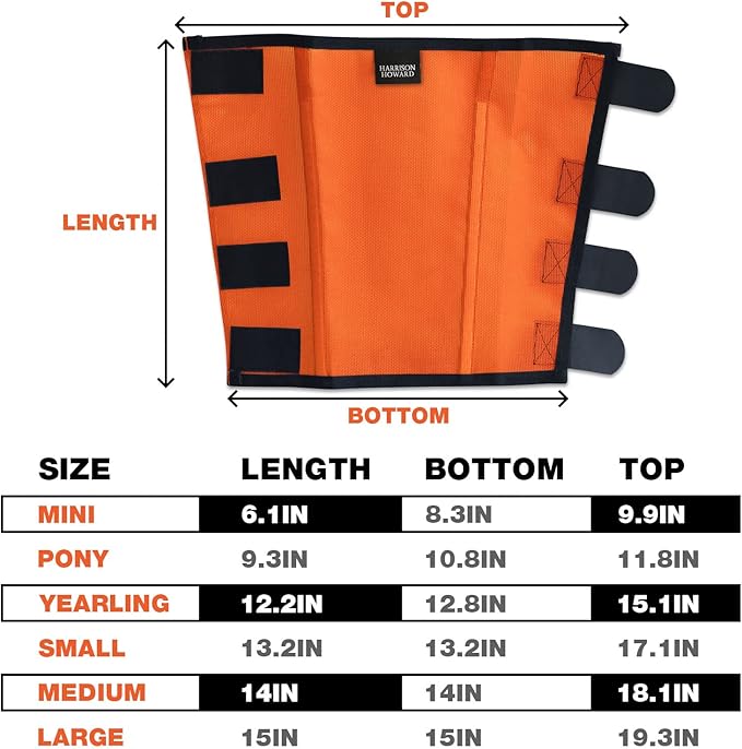 Harrison Howard Loose Fitting Fly Boots UV-Protective Extra Tough Mesh Ventilated Four Fasteners Stay-on Design Protect Horse Legs & Stomp-Reducing Set of 4 Orange Small