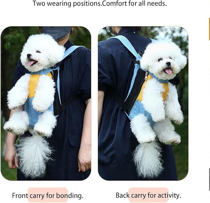 Lightweight Pet Backpack Carrier for Small Dogs & Cats - Easy-Fit Adjustable Straps, Basic Legs-Out Design, Durable for Daily Use (Fits Pets Under 15lb). (Red-Blue Color-Blocked, Large(8.8lb-11lb))