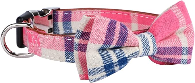 Faleela Soft &Comfy Bowtie Dog Collar,Detachable and Adjustable Bow Tie Collar,for Small Medium Large Pet (Small (Pack of 1), Pink)