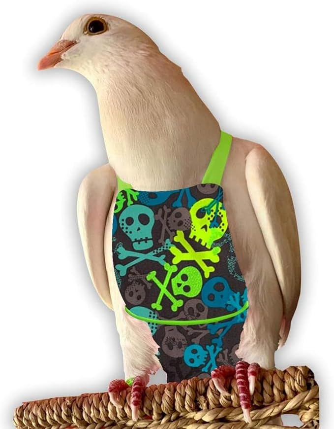 Bev's Bird Boutique Regular Flyper Adjustable Bird Diaper | Reusable, Washable Cloth | Comfort Fit for Parrot, Cockatiels, & Other Small Birds | Fashionable Avian Accessories, Pirate, Size 7
