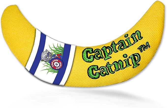 Captain Catnip Cat Banana Toy, Kitten Interactive Toy, Fun Playing Cat Toy, Filled with Organic Catnip for Indoor Cats