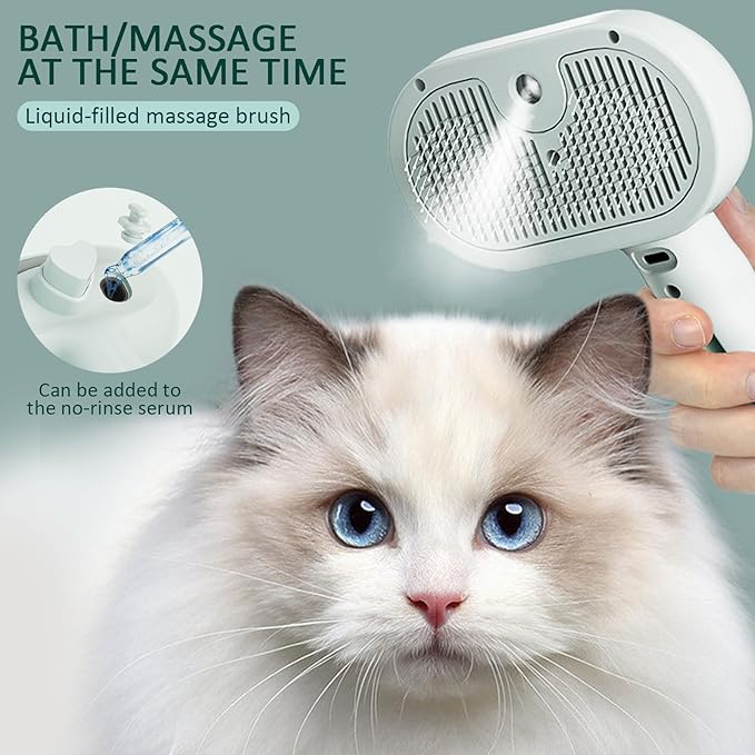 Fur Shower Brush for Dogs, 3 In 1 Self Cleaning Steamy Pet Brush, Pets Spray Hair Removal Comb - Anti-Static, Dog Grooming Tool With Steam | Skin-Friendly Design (Pink)