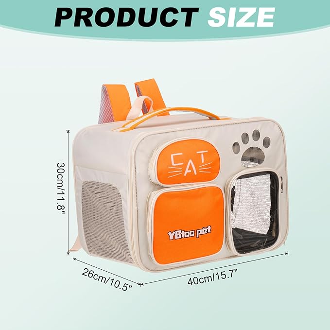 Cat Backpack Carrier, Breathable Dog Carrier Pet Supplies for Cats or Small Dogs Puppies, Intended for Hiking/Camping/Traveling (Yellow, 16"x10"x12")