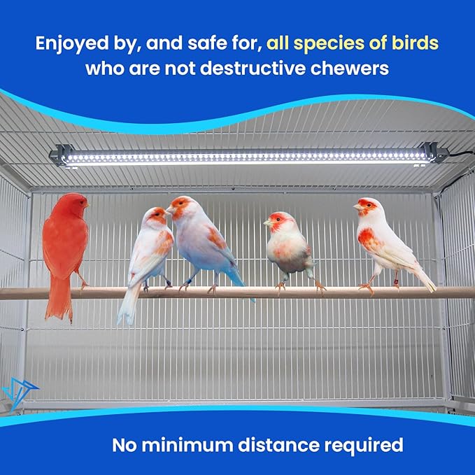 HappyBird Lighting Bird Cage Light - Full Spectrum LED Pet Light - Simulates Natural Environment - Safe for Soft Bill Birds – Easy to Install - (24" Long)