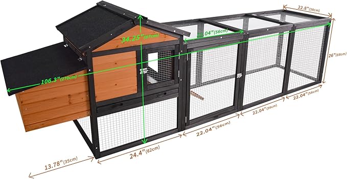 Wooden Chicken Coop, Large Outdoor Hen House with Nesting Box Poultry Cage, Rabbit Hutch Bunny Cage, Waterproof for Outdoor Backyard
