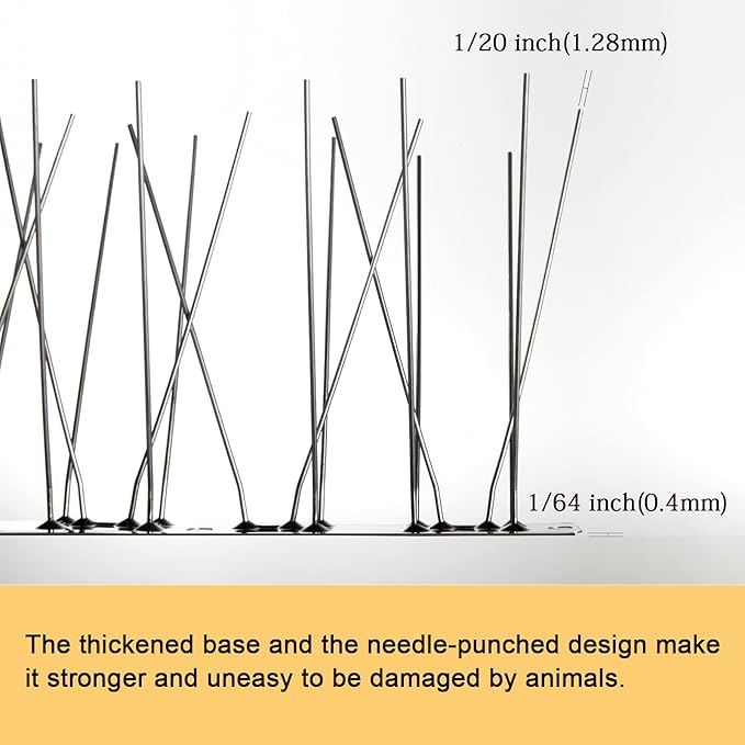 OFFO Bird Spikes with Stainless Steel Base, Durable Bird Spikes Arrow Pigeon Spikes Fence Kit for Keeping Small Bird, Crows and Woodpeckers Away, Covers 10.2 Feet(3.1m)