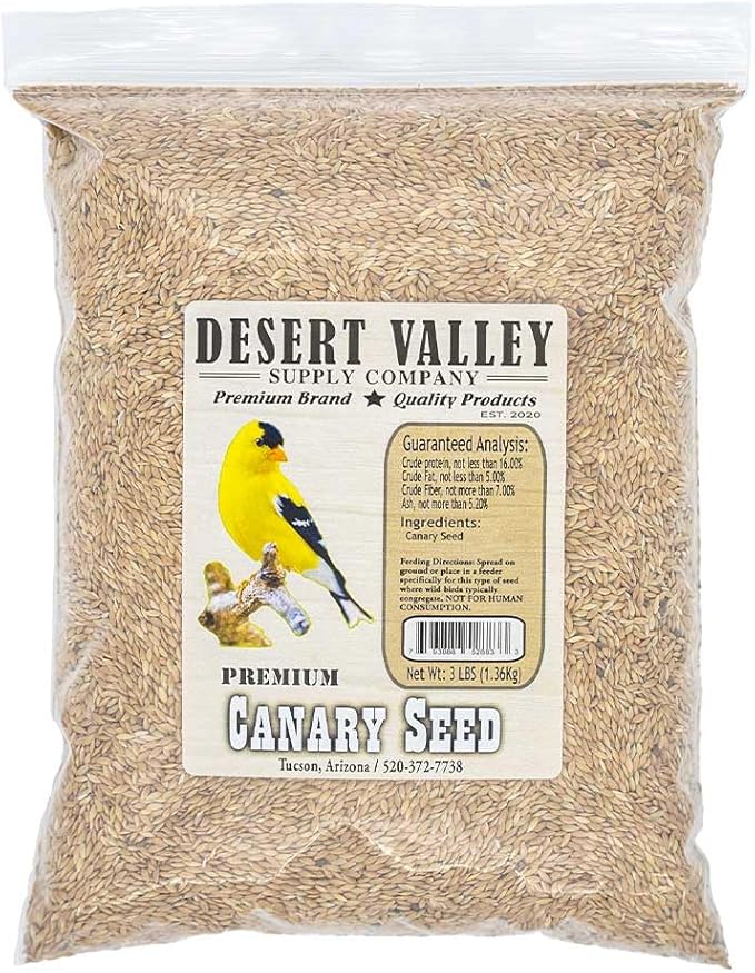 Desert Valley Canary Seed, All Natural, Non-GMO Premium Wild Bird Food for Canaries, Finch, Song Birds, Dove and More (3 Pounds)