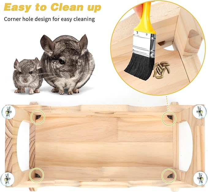 Rypet Wood Chinchilla Suspension Bridge, Pine Wood Chinchillas Ledges Set and Cage Platform, Small Animals Habitat Toy Chinchillas Cage Accessories Chinchilla Hideout for Sugar Gliders Rats Squirrel