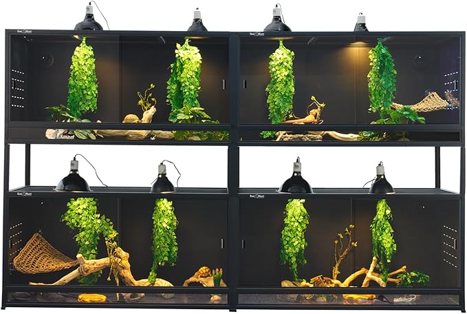 Stackable Space Efficient Reptile Enclosure 44"x20"x20", Reptile Tank 4 Packs for Bearded Dragon and Ball Python, Expandable Snake Terrarium with Front Opening, Combination Lock