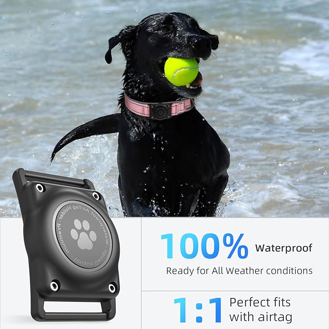Airtag Dog Collar - 100% Waterproof Air tag Dog Collar Holder for Apple AirTag, Reflective, Soft Padded, Everlasting, GPS Dogs Collar for Small Medium Large Dogs (Pink, M)