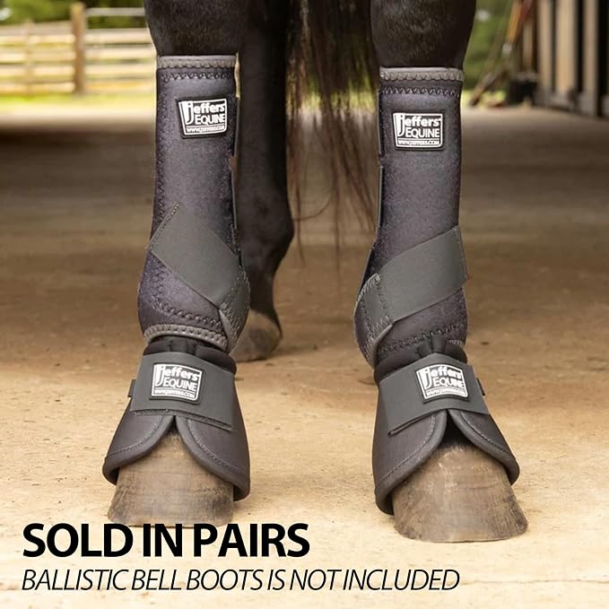 Jeffers Equine Protective Horse Boots 1 Pair Grey - Safe Neoprene Leg Guards & Comfortable Fit, Durable Strap Closures, Front & Hind Support, Equestrian Accessories for Travel & Riding - Medium