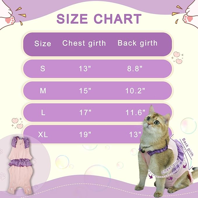 Cat Recovery Suit,Kitten Onesie After Surgery,E-Collar Alternative for Abdominal Wound and Skin Diseases,Soft Breathable Bodysuit After Spay（Pink-m）