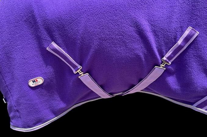 Majestic Ally Anti Pill Fleece Horse Blanket/Sheet with Silver Braided Rope (Purple, 82)
