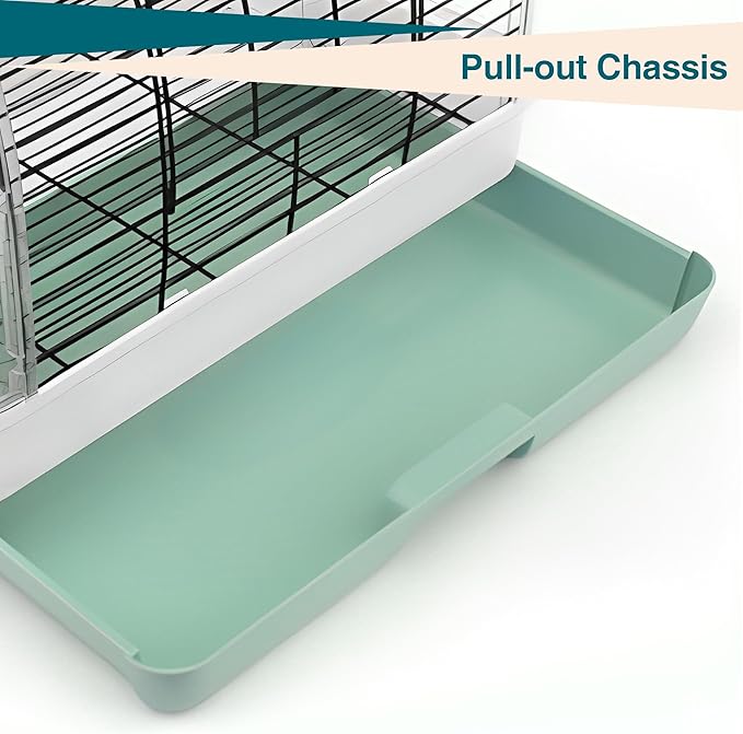 Travel Bird Cage Carrier, Portable Travel Parrot Cage with 2 Perches, 2 Food Bowls and Tray, Metal Parakeet Cages for Small to Medium Sized Birds Cockatiels Lovebirds Canaries Budgies