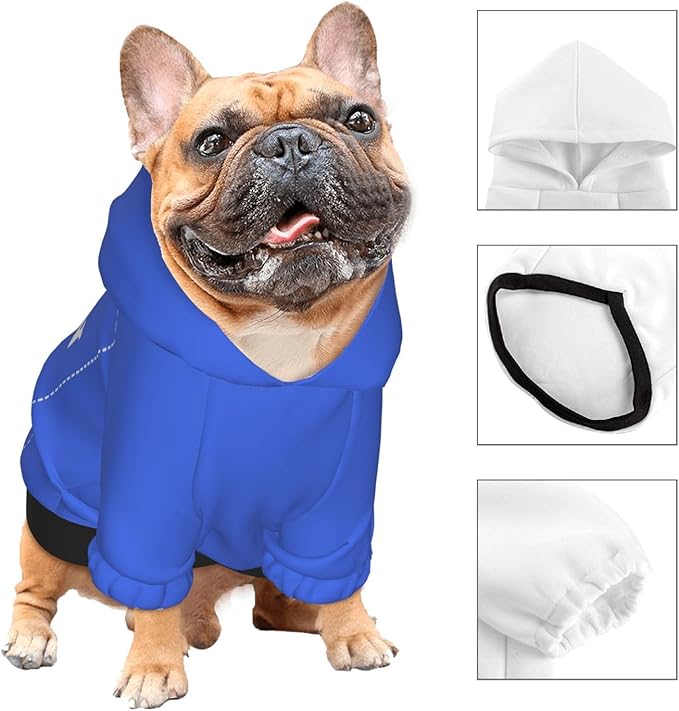 Dog Clothes, Custom Dog Hooded Sweatshirt, Personalized Pet Costume Robe Shirt with Text/Image/Club Name/Pet Shop Logo for Small Medium Large Dogs and Cats, RoyalBlue, XL