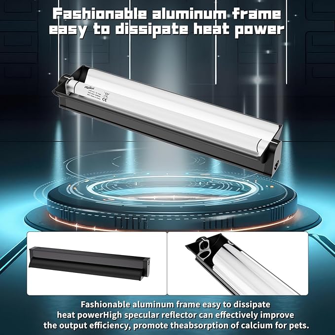 T5 UVB Reptile Lighting Fixture, UVB Light for Reptiles, 39W 5.0 UVB Lighting Combo Kit for Desert & Tropical Reptiles (Lizard, Bearded Dragon, Tortoise), 34INCH