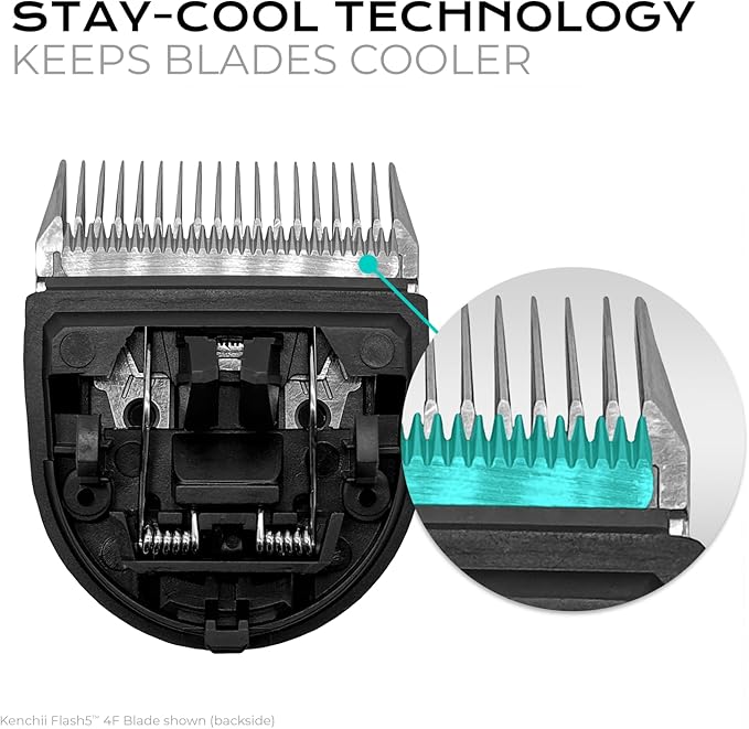 Kenchii Professional Dog Clipper Blade Flash 5 Pet Hair Clipper - Detachable Stainless Steel Blades for Dog Grooming - Hair Clippers & Accessories Pet Shaving Blades. (KEFB5-4F)