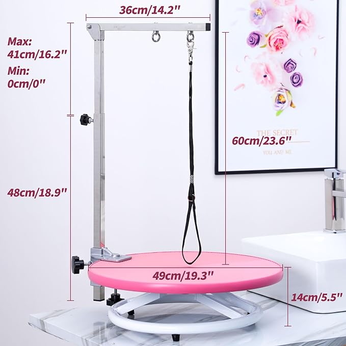 Dog Grooming Table for Dogs at-Home - 360 Rotating Medium Small Dog Grooming Table Adjustable Grooming Arm Includes Grooming Arm, Loop Noose