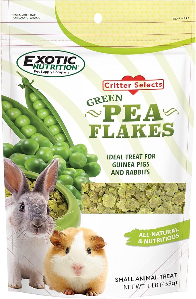 Exotic Nutrition Green Pea Flakes (1 lb.) - Healthy Natural Dried Vegetable Treat - for Rabbits, Guinea Pigs, Hamsters, Chinchillas & Other Small Pets