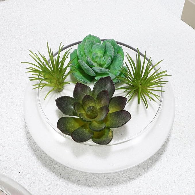 Milisten Glass Vase Bowl, Wide Mouth Flower Vase Round Terrarium Glass Hydroponic Planter Floral Container Clear Fish Bowl Succulents Pot Table Centerpiece 18cm