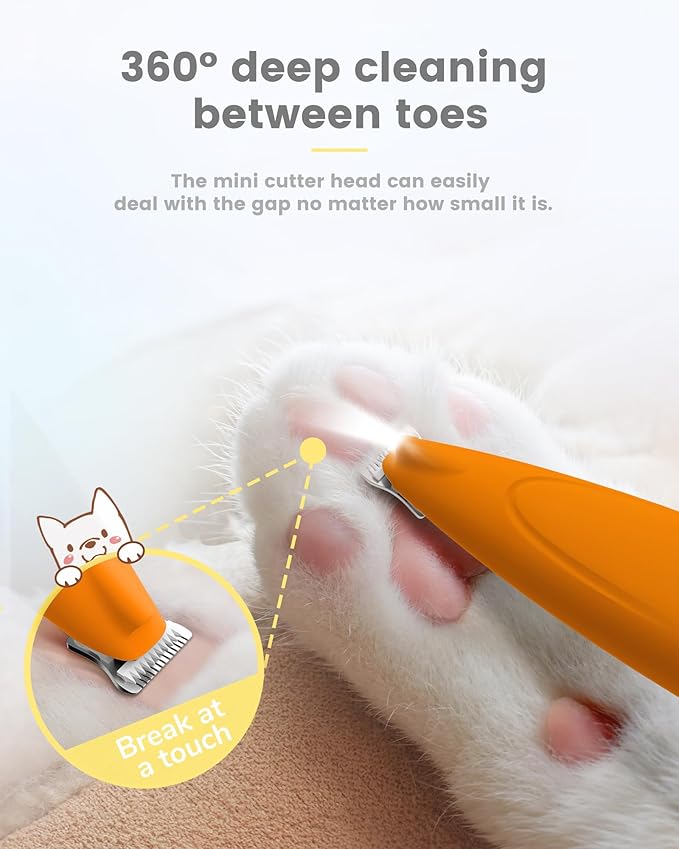 Dog Paw Trimmer with LED Display, Ultra-Low Noise Cordless Paw Trimmers for Dog's Feet, Cordless Hair Trimmer for Paws, Ears, Face, Rump