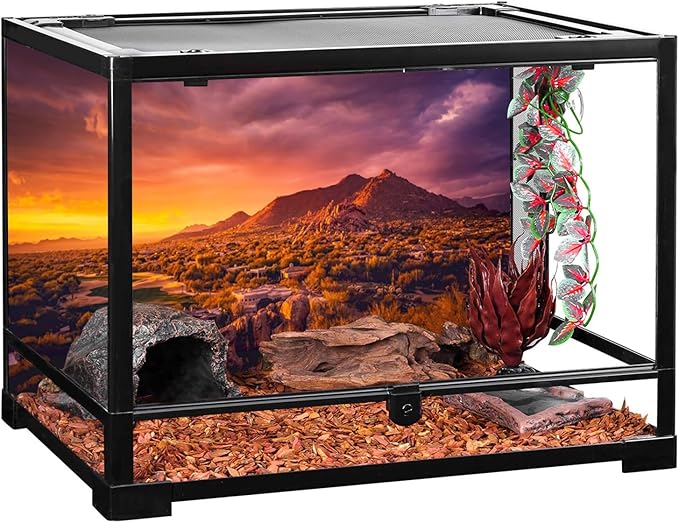 AWERT 72x18 inches Sun and Desert Terrarium Background Mountain Oasis Gobi Reptile Habitat Background Durable Polyester Background
