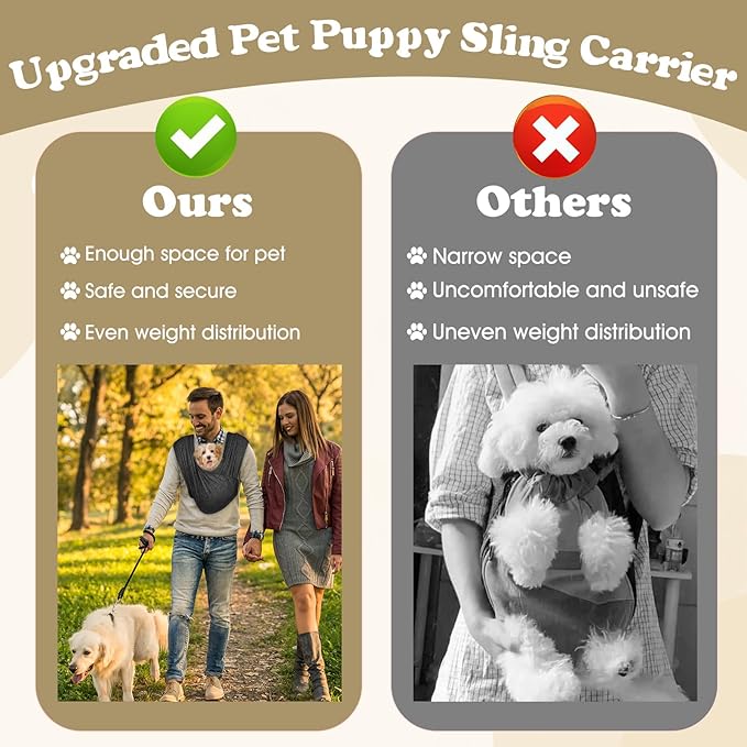 Dog Sling, Front Facing Dog Slings for Small Dogs, Adjustable Hands Free Puppy Sling, Pet Slings Carrier for Small Dogs Cats 0-11lbs for Travel or Daily Use, Reducing Back Pain (Black)