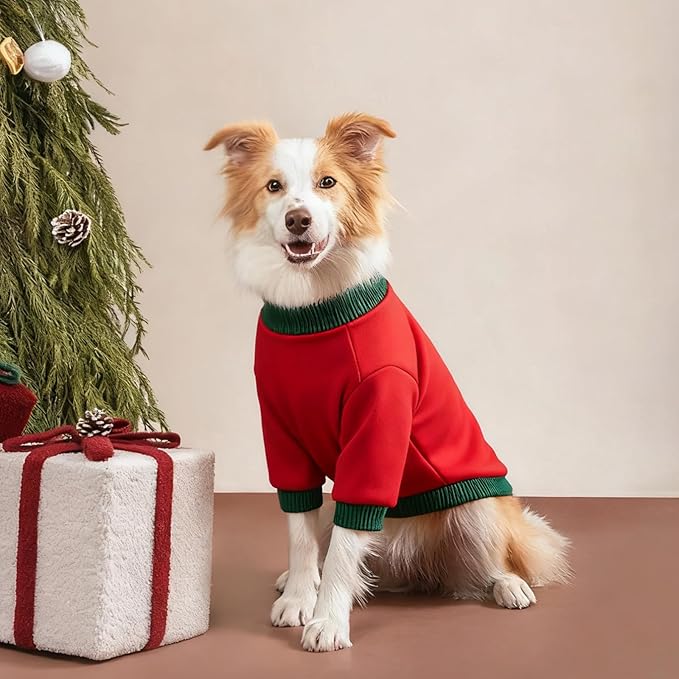 Custom Dog Hoodie, Personalized Sweatshirt with Photo Text Name Logo, Customized Hooded Sweater for Small Medium Large Dogs & Cats (Red + Green Sleeves, Small)