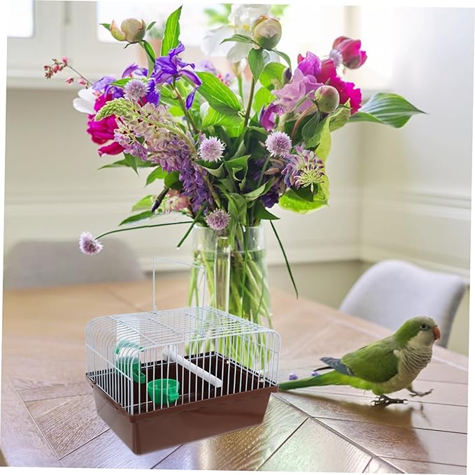 BESPORTBLE Portable Bird Cage for Lovebirds Spacious Travel Carrier with Perch Food Box Waterer Lightweight Convenient Cage for Parrots Small Pets for Outdoor Use
