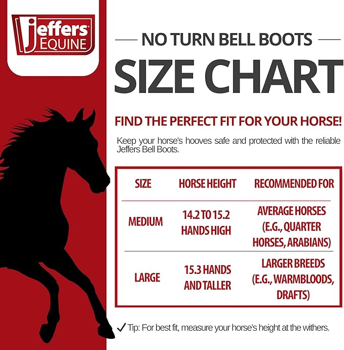 Jeffers Equine No Turn Bell Boots for Horses - White, Medium | Shock Absorbing Hoof Protection | Secure Double Hook & Loop Closure, Perfect for Travel, Turnout, Training, & Riding - 1 Pair