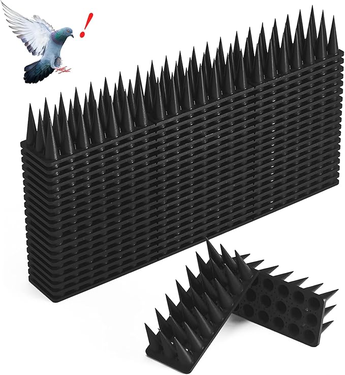 CIIC Bird Spikes, 20 Pack Pigeon Squirrel Raccoon Cat Deterrent Spike Outside Anti Birds Defender Outdoor to Keep Robin Away Roof Fence Window Nest 18.7 Feet(5.7m), Black