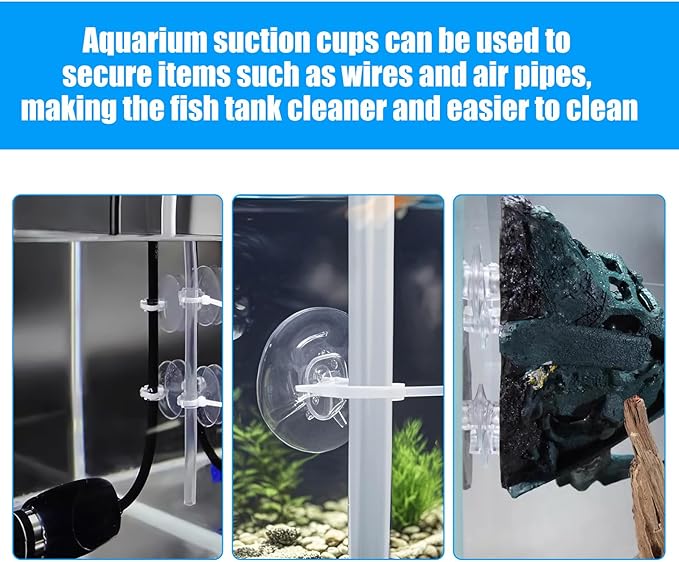 AQUANEAT 20 Pack Suction Cups with 40 Zip Ties for Aquarium Fish Tank Decoration Moss Shrimp Nest